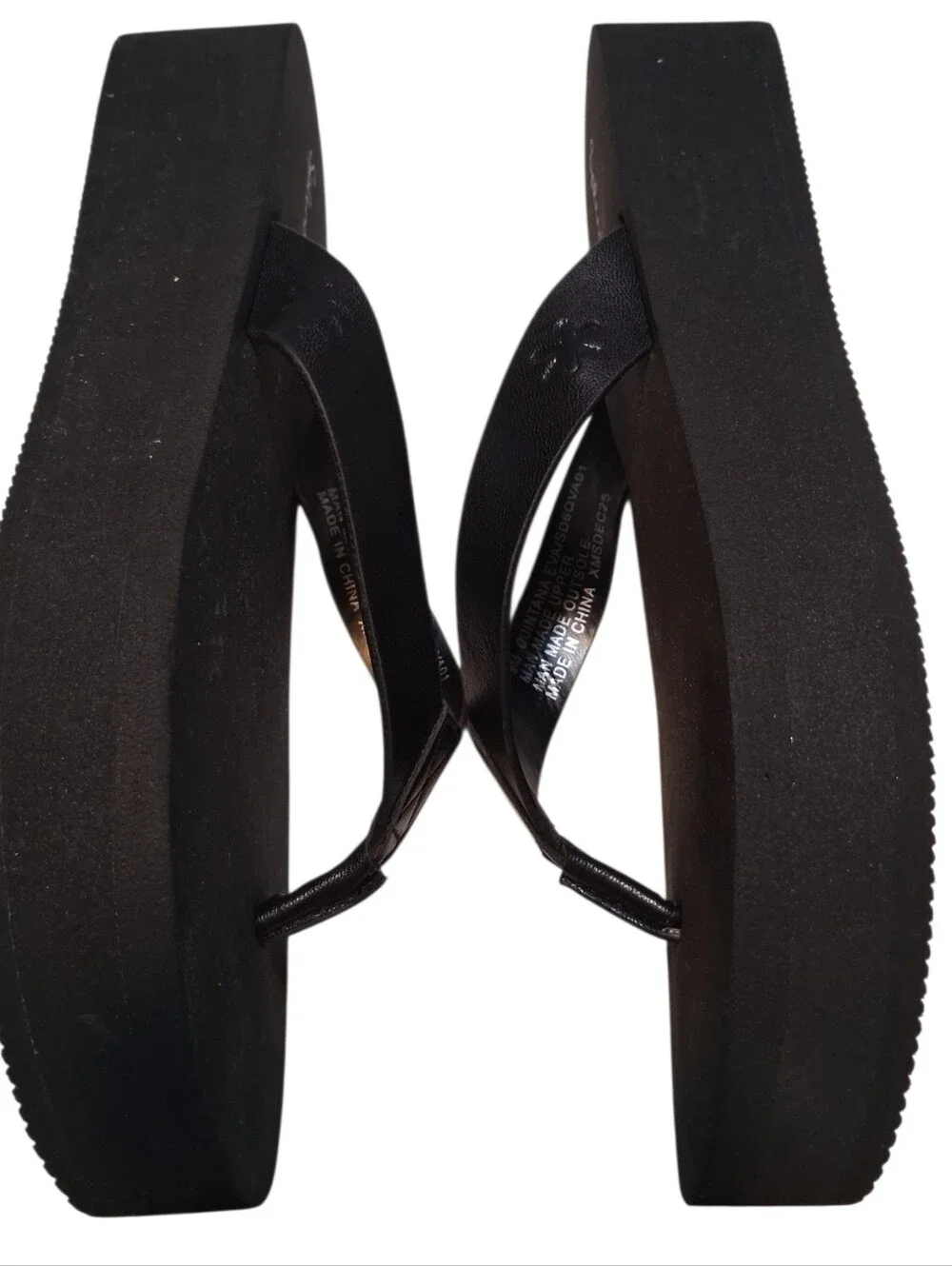Splendid Black Platform Sandals Thong Women's Size 9M Y2K Beach Retro Resortwear